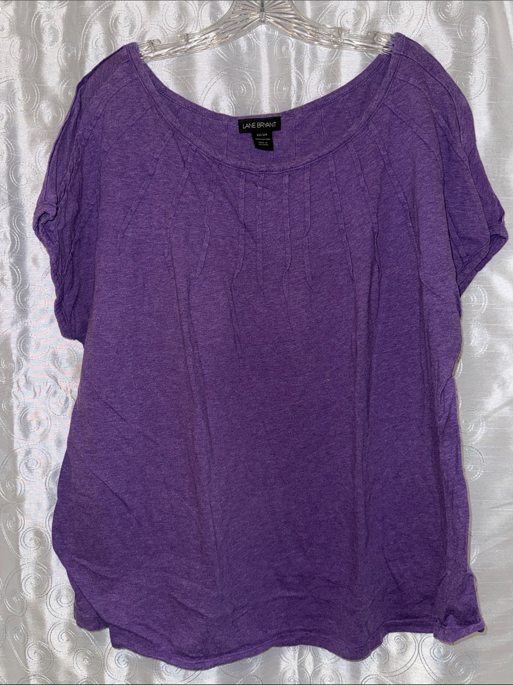 Lane Bryant Purple Scoop Neck Short Sleeve Blouse Women’s Size 22/24 🔥 G11